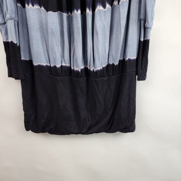 S-Twelve Womens Mini Dress Medium Black Purple Tie Dye Cold Shoulder Hippie BOHO - Picture 3 of 9